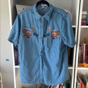 Route 66 Embroidered Denim Shirt